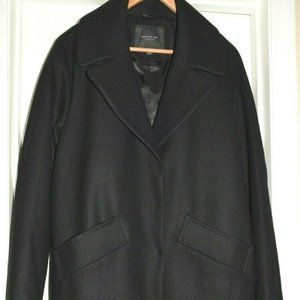 MARC New York ANDREW Black Winter Wool Pea Midi Coat Jacket Button Snap